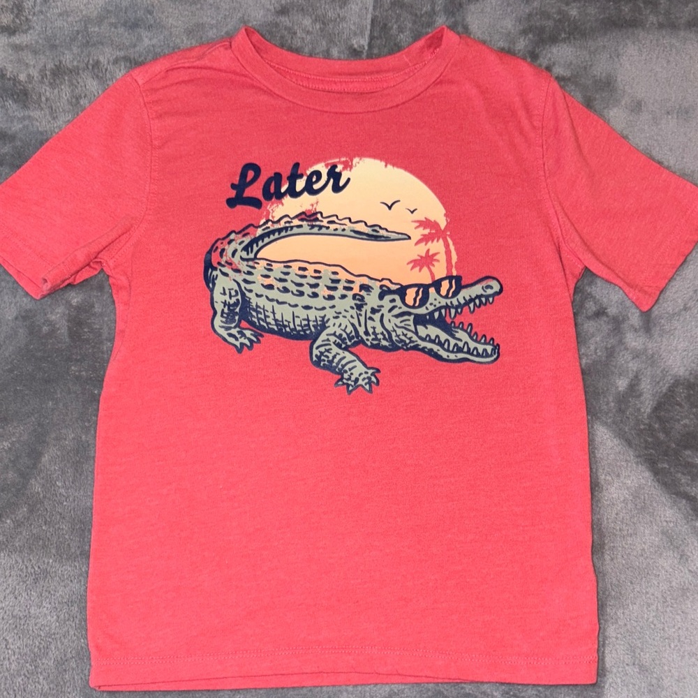 Kids Red Crocodile Graphic Tee